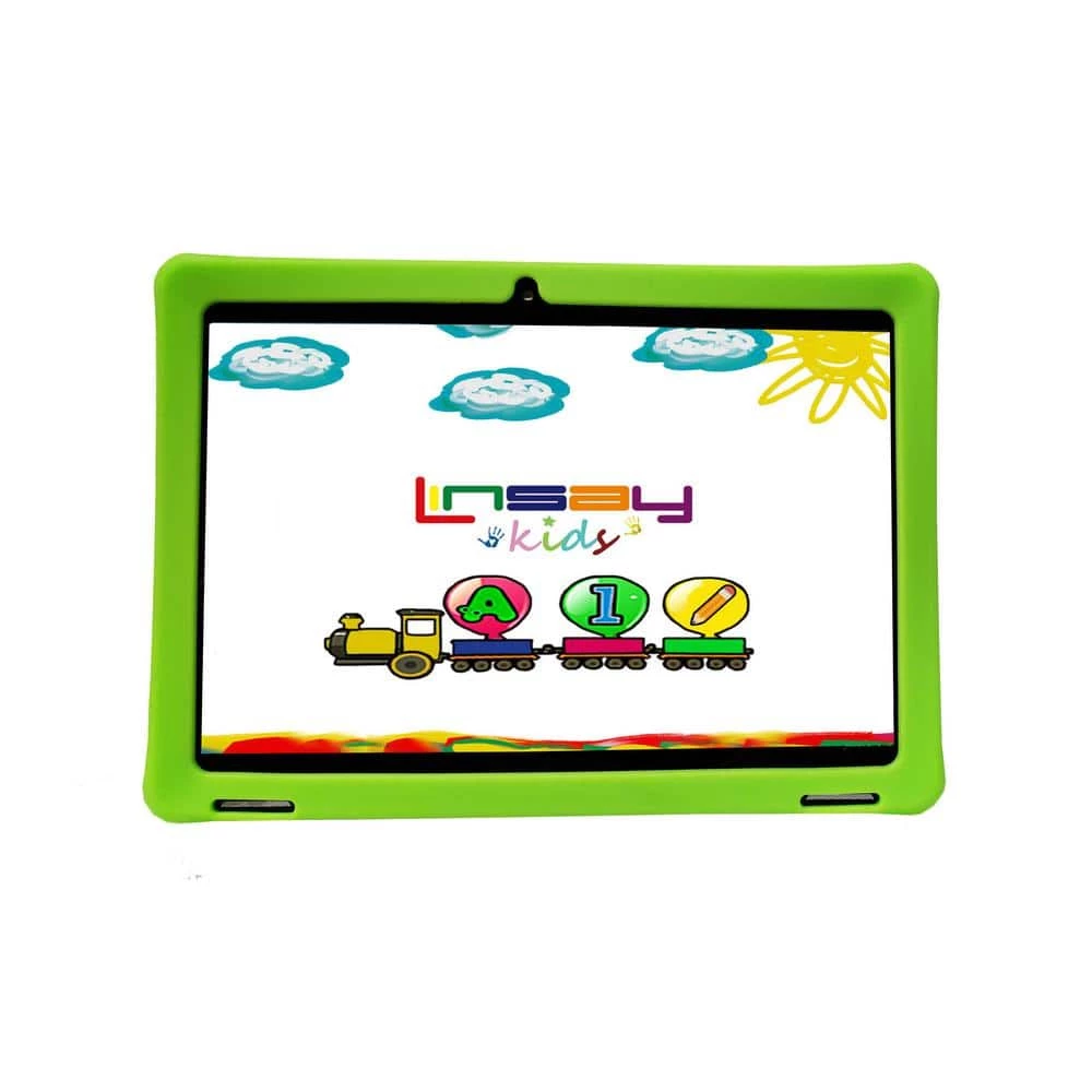 10.1 in. 1280x800 IPS 2GB RAM 32GB Storage Android 12 Tablet with Green Kids Defender Case by LINSAY 3 10.1 in. 1280x800 IPS 2GB RAM 32GB Storage Android 12 Tablet with Green Kids Defender Case by LINSAY