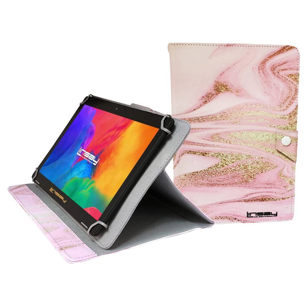 10.1 in. 1280x800 IPS 2GB RAM 32GB Storage Android 12 Tablet with Pink Glaze Marble Leather Case by LINSAY 5 10.1 in. 1280x800 IPS 2GB RAM 32GB Storage Android 12 Tablet with Pink Glaze Marble Leather Case by LINSAY - Image 3