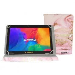 10.1 in. 1280x800 IPS 2GB RAM 32GB Storage Android 12 Tablet with Pink Glaze Marble Leather Case by LINSAY