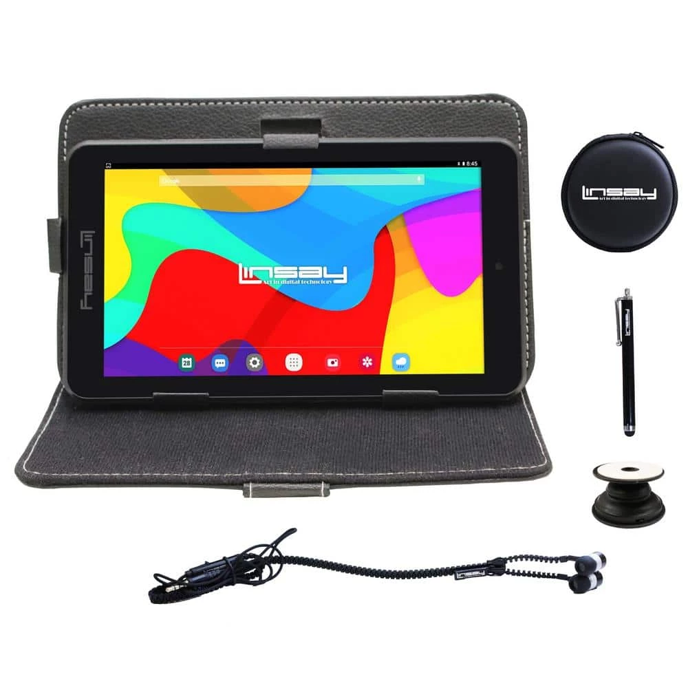 7 in. 2GB RAM 32GB Storage Android 12 Tablet with Black Leather Case, Earphones, Holder and Pen by LINSAY 3 7 in. 2GB RAM 32GB Storage Android 12 Tablet with Black Leather Case, Earphones, Holder and Pen by LINSAY