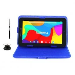 7 in. 2GB RAM 32GB Storage Android 12 Tablet with Blue Leather Case, Holder and Pen by LINSAY