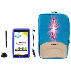 7 in. 2GB RAM 32GB Storage Android 12 Tablet with Blue Kids Defender Case, LED Backpack, Earphones, Holder and Pen by LINSAY