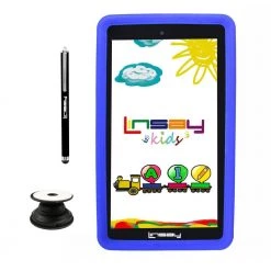 7 in. 2GB RAM 32GB Storage Android 12 Tablet with Blue Kids Defender Case, Holder and Pen by LINSAY