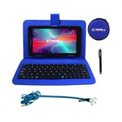 7 in. 2GB RAM 32GB Android 12 Quad Core Tablet with Blue Keyboard, Earphones and Stylus Pen by LINSAY
