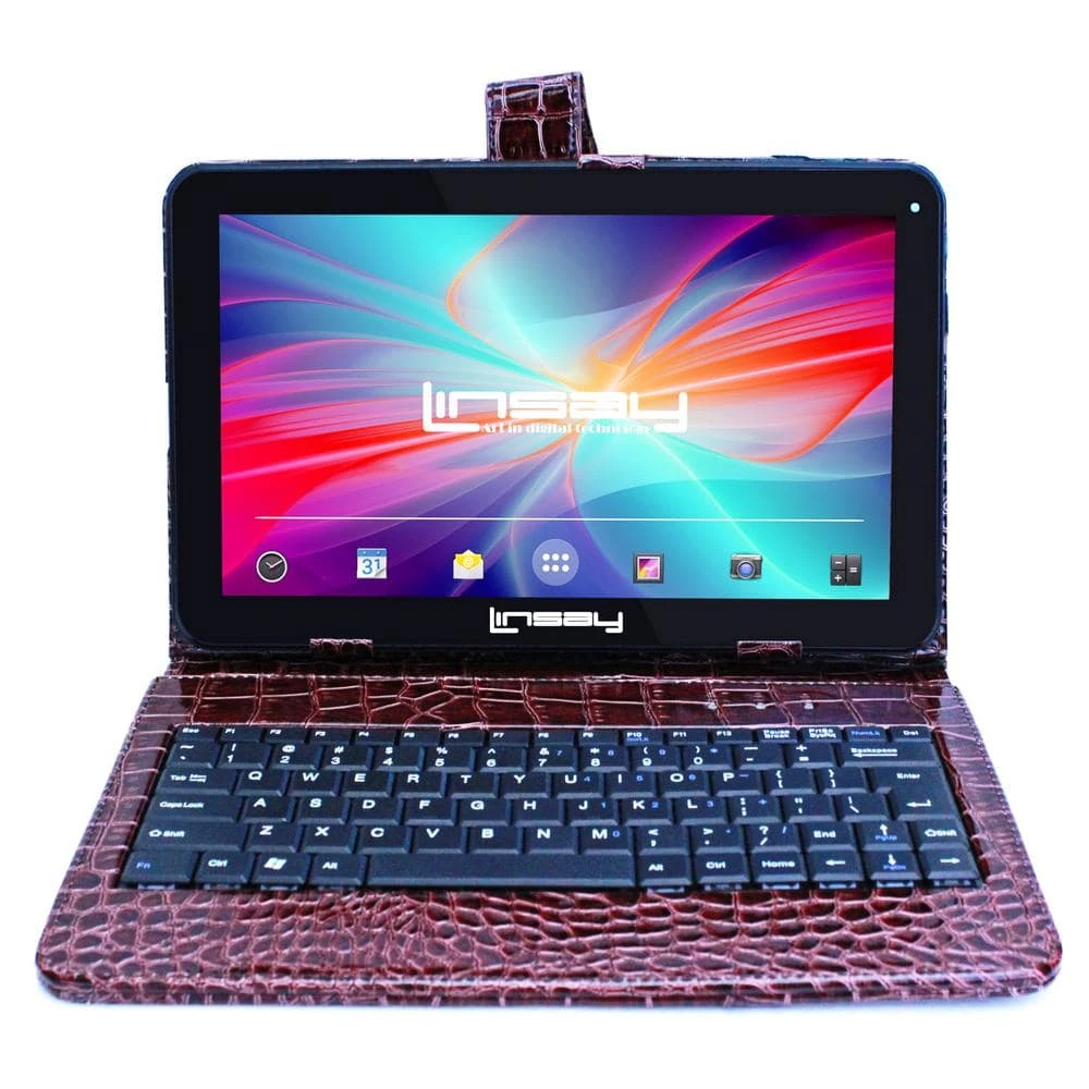 10.1 in. 2GB RAM 32GB Android 12 Quad Core Tablet with Brown Crocodile Keyboard by LINSAY 3 10.1 in. 2GB RAM 32GB Android 12 Quad Core Tablet with Brown Crocodile Keyboard by LINSAY