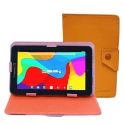 7 in. 2GB RAM 32GB Storage Android 12 Tablet with Brown Leather Case by LINSAY