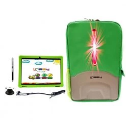 10.1 in. 1280x800 IPS 2GB RAM 32GB Android 12 Tablet with Green Kids Case, LED Backpack, Earphones, Holder and Pen by LINSAY