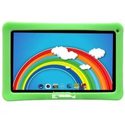 10.1 in. 2GB RAM 32GB Android 12 Quad Core Tablet with Green Kids Defender Case by LINSAY