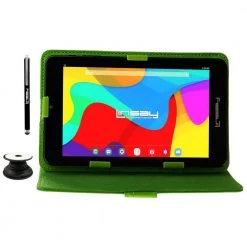 7 in. 2GB RAM 32GB Storage Android 12 Tablet with Green Leather Case, Holder and Pen by LINSAY