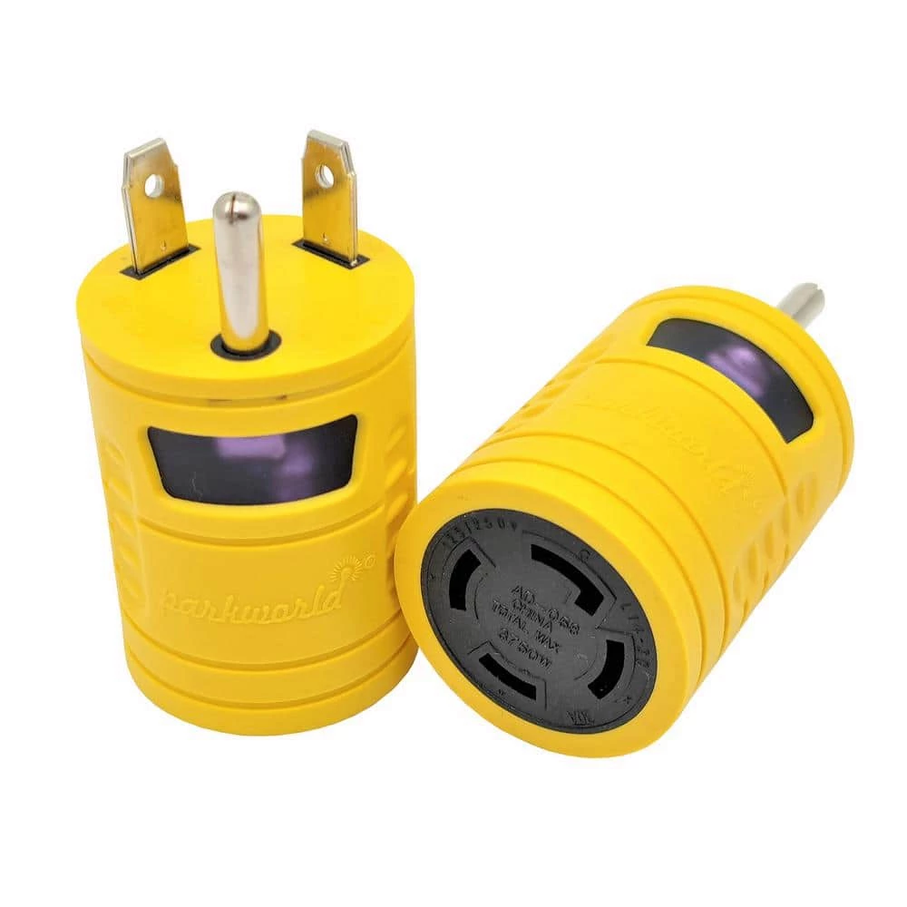 RV 30 Amp 3-Prong TT-30P Plug to 30 Amp Generator 4-Prong Locking L14-30R Outlet Splitter Adapter(TT-30P to L14-30R) by parkworld 3 RV 30 Amp 3-Prong TT-30P Plug to 30 Amp Generator 4-Prong Locking L14-30R Outlet Splitter Adapter(TT-30P to L14-30R) by parkworld