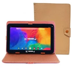10.1 in. 1280 x 800 IPS 32GB Storage Android 12 Tablet Bundle with Light Brown Case by LINSAY