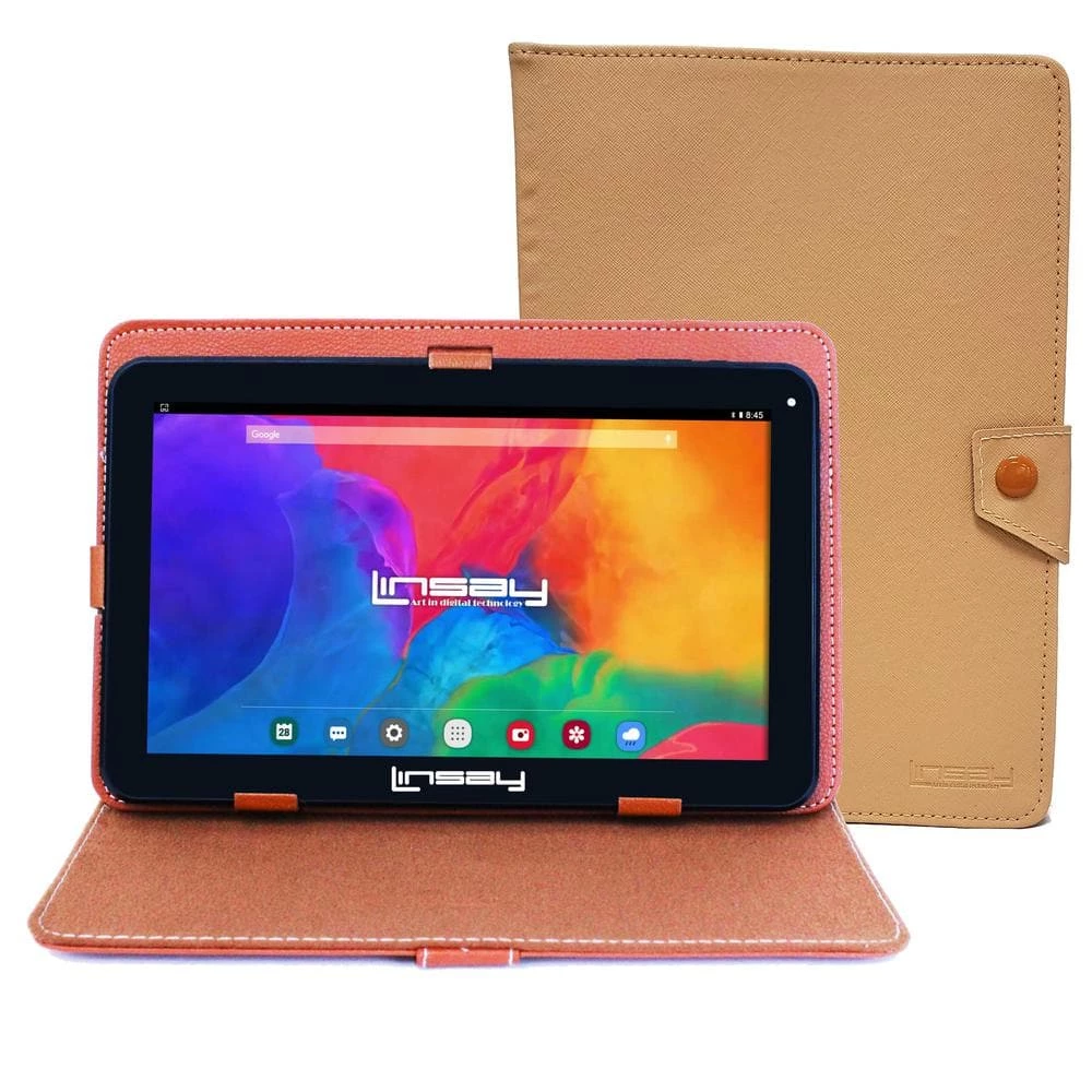10.1 in. 1280 x 800 IPS 32GB Storage Android 12 Tablet Bundle with Light Brown Case by LINSAY 3 10.1 in. 1280 x 800 IPS 32GB Storage Android 12 Tablet Bundle with Light Brown Case by LINSAY
