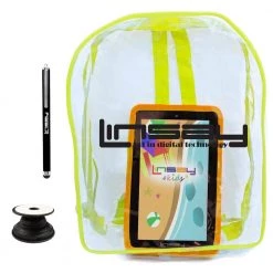 7 in. 2GB RAM 32GB Storage Android 12 Tablet with Orange Kids Defender Case, Backpack, Holder and Pen by LINSAY