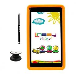 7 in. 2GB RAM 32GB Storage Android 12 Tablet with Orange Kids Defender Case, Holder and Pen by LINSAY