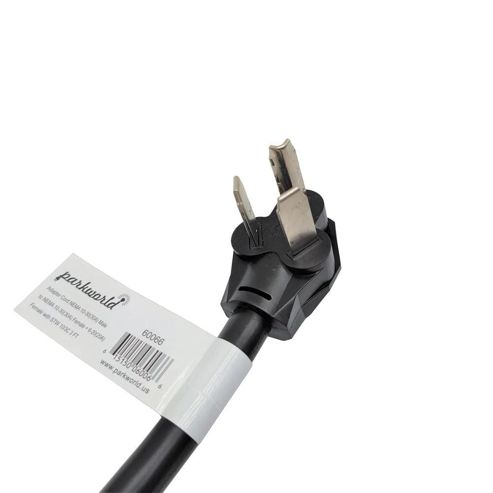 3 ft. 10/3 3-Wire 30 Amp 125-Volt/250-Volt 3-Prong Dryer NEMA 10-30P Plug to 10-30R and 6-20R Y Splitter Cord by parkworld 4 3 ft. 10/3 3-Wire 30 Amp 125-Volt/250-Volt 3-Prong Dryer NEMA 10-30P Plug to 10-30R and 6-20R Y Splitter Cord by parkworld - Image 2