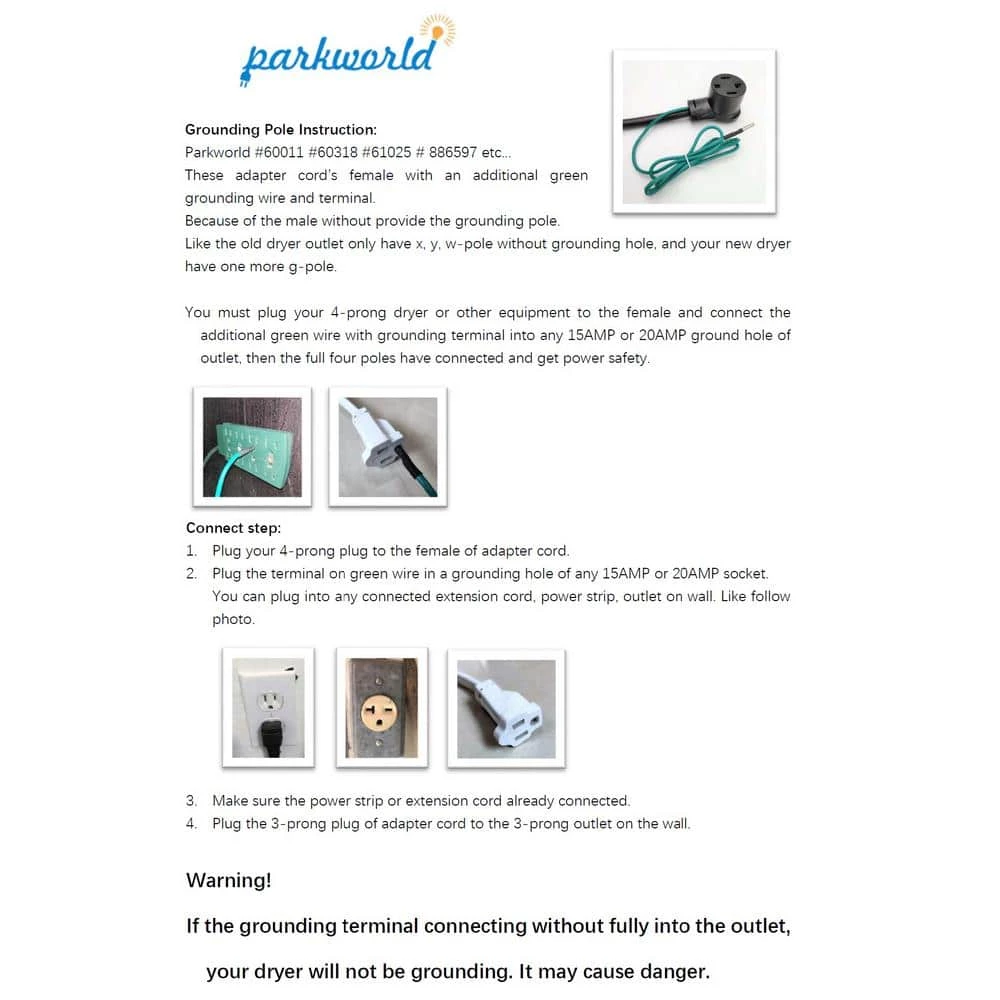 1.5 ft. 10/3 3-Wire 50 Amp 3-Prong Old Range/Dryer Plug NEMA 10-50P to 30 Amp 4-Prong New Dryer 14-30R Adapter Cord by parkworld 6 1.5 ft. 10/3 3-Wire 50 Amp 3-Prong Old Range/Dryer Plug NEMA 10-50P to 30 Amp 4-Prong New Dryer 14-30R Adapter Cord by parkworld - Image 4