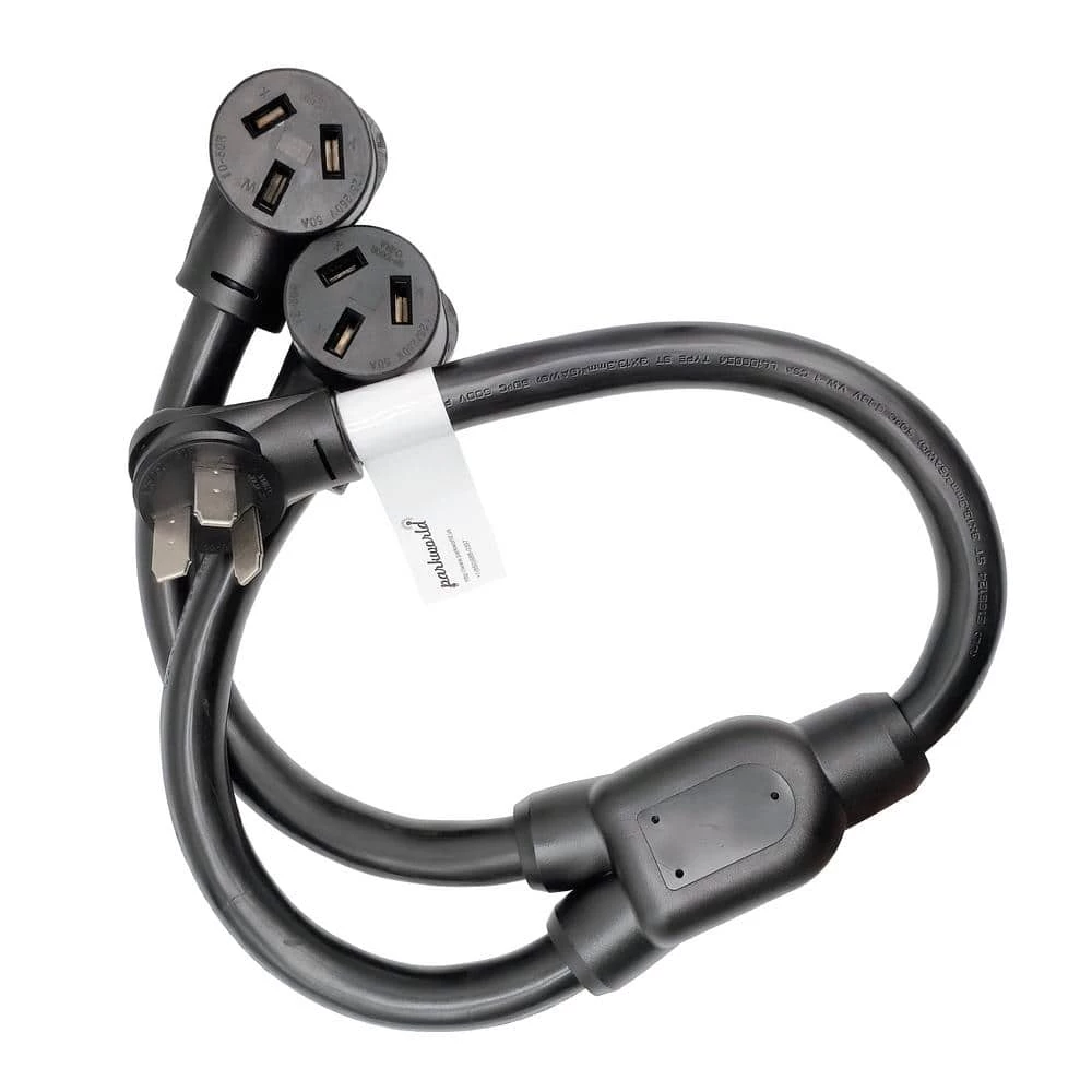 3 ft. 6/3 STW 3-Wire 50 Amp Y Adapter Cord NEMA 10-50P Plug to (2) 10-50R Receptacle Splitter Cord by parkworld 4 3 ft. 6/3 STW 3-Wire 50 Amp Y Adapter Cord NEMA 10-50P Plug to (2) 10-50R Receptacle Splitter Cord by parkworld - Image 2