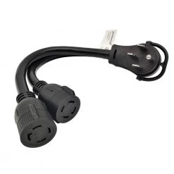 1.5 ft. 10/4 4-Wire 30 Amp 125/250-Volt NEMA 14-50P to 2x L14-30R Multi-Outlets V-Splitter Power Cord by parkworld