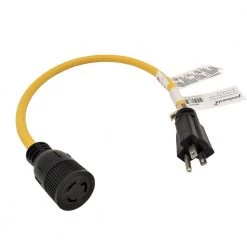 8 inch. 12/3 3-Wire 15 Amp 125-Volt NEMA 5-15P Plug to Locking L5-15R Receptacle Adapter Cord (5-15P to L5-15R) by parkworld