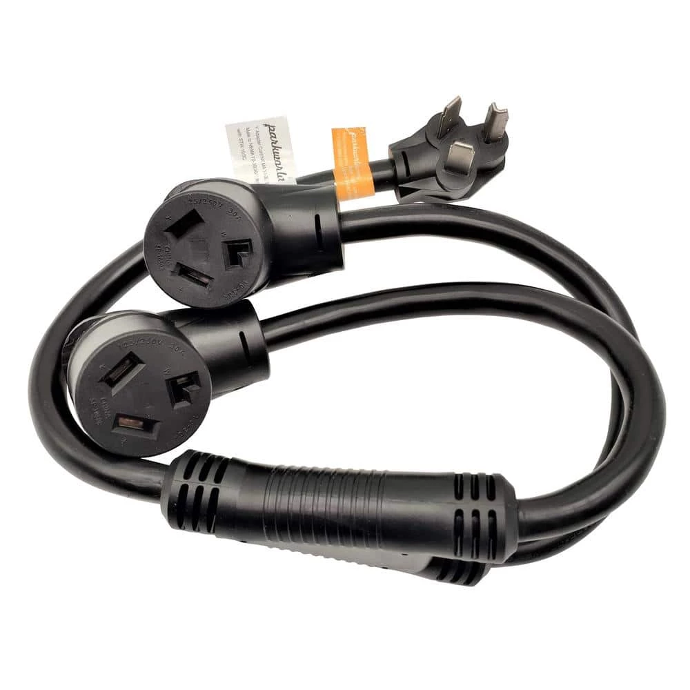 3 ft. 10/3 3-Wire Dryer 30 Amp 3-Prong Y Adapter Cord NEMA 10-30P Plug to (2) 10-30R Receptacle Splitter Cord by parkworld 3 3 ft. 10/3 3-Wire Dryer 30 Amp 3-Prong Y Adapter Cord NEMA 10-30P Plug to (2) 10-30R Receptacle Splitter Cord by parkworld