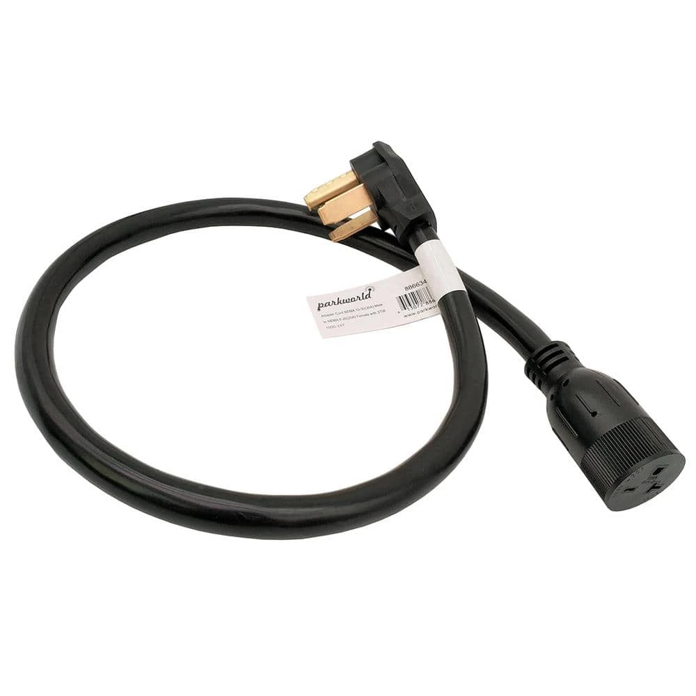 3 ft. 10/3 3-Wire 20 Amp 250-Volt NEMA 10-30P to 6-20R(T-Blade 6-15R) Dryer Adapter Cord by parkworld 3 3 ft. 10/3 3-Wire 20 Amp 250-Volt NEMA 10-30P to 6-20R(T-Blade 6-15R) Dryer Adapter Cord by parkworld