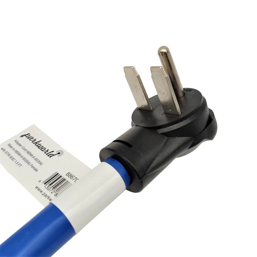 1.5 ft. 8/3 3-Wire 30 Amp 250-Volt 3-Prong Plug NEMA 6-30P to 50 Amp Welder 6-50R Receptacle Adapter Cord by parkworld 5 1.5 ft. 8/3 3-Wire 30 Amp 250-Volt 3-Prong Plug NEMA 6-30P to 50 Amp Welder 6-50R Receptacle Adapter Cord by parkworld - Image 3