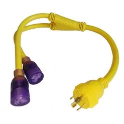 3 ft. 10/4 4-Wire Generator Y Adapter Cord 30 Amp 125-Volt NEMA L14-30P Plug to 2x 5-20/15R Receptacle Y Splitter by parkworld