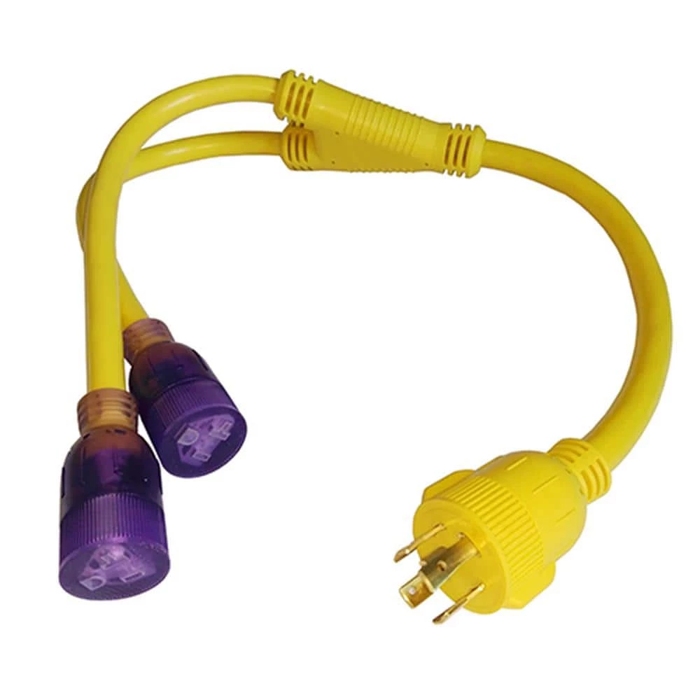 3 ft. 10/4 4-Wire Generator Y Adapter Cord 30 Amp 125-Volt NEMA L14-30P Plug to 2x 5-20/15R Receptacle Y Splitter by parkworld 3 3 ft. 10/4 4-Wire Generator Y Adapter Cord 30 Amp 125-Volt NEMA L14-30P Plug to 2x 5-20/15R Receptacle Y Splitter by parkworld