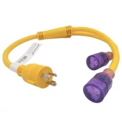 3 ft. 10/3 3-Wire Generator Y Adapter Cord 30 Amp 125-Volt NEMA L5-30P Plug to 2x 5-20/15R Receptacle Y Splitter by parkworld
