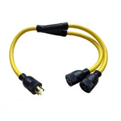 3 ft. 125/250-Volt 20 Amp Generator 4-Prong L14-20 Splitter Cord NEMA L14-20P to (2) L14-20R Receptacle Y Adapter Cord by parkworld