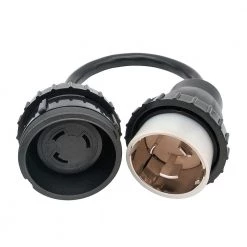 1.5 ft. 10/3 3-Wire RV/Marine 50 Amp 125-Volt 3-Prong Twist Lock SS1-50P to 30 Amp L5-30R Receptacle Adapter Cord(Black) by parkworld