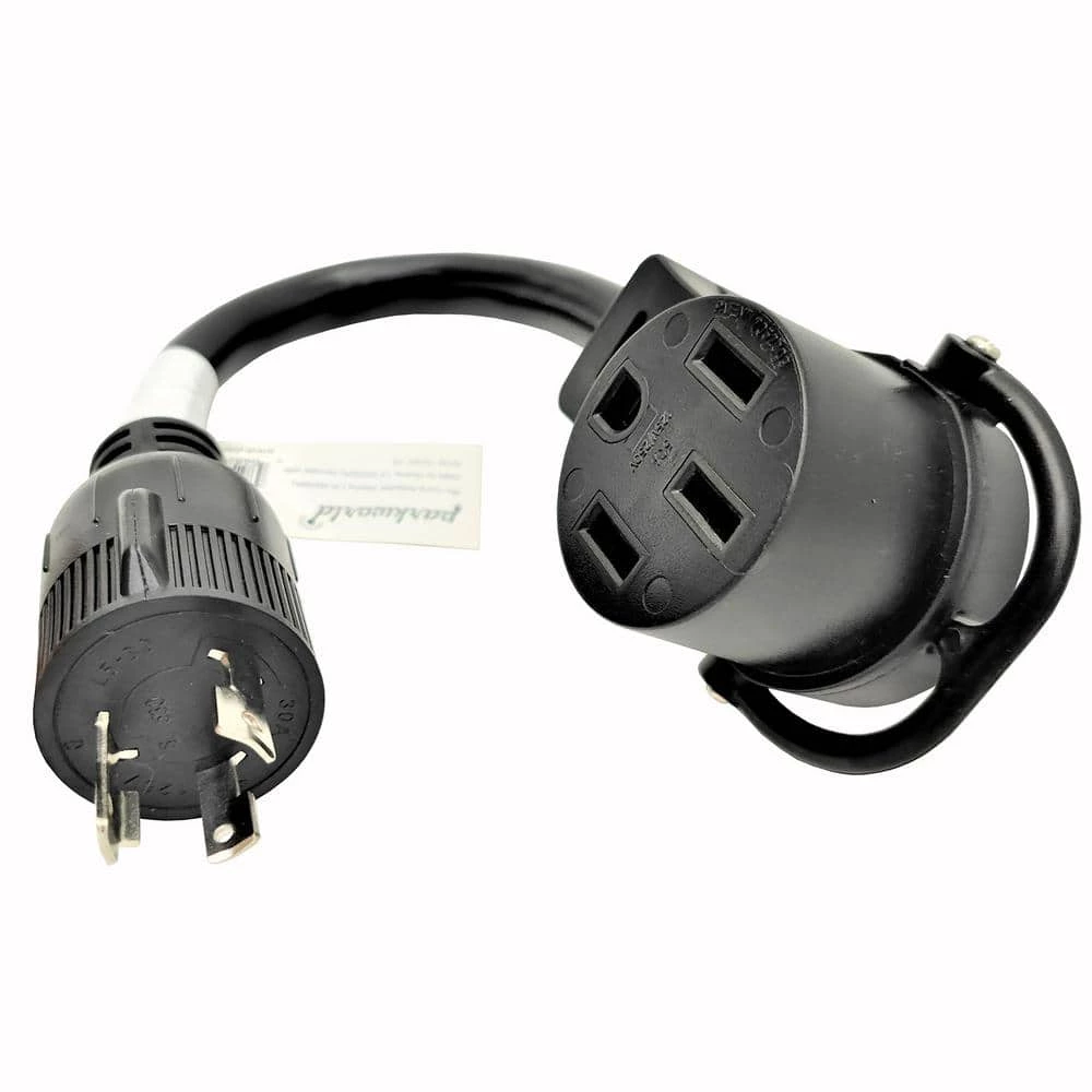 1 ft. 10/3 Generator 30 Amp 3-Prong Locking L5-30P Plug to 50 Amp 4-Prong 14-50R Adapter cord(2-Hots Bridged) FOR RVs by parkworld 4 1 ft. 10/3 Generator 30 Amp 3-Prong Locking L5-30P Plug to 50 Amp 4-Prong 14-50R Adapter cord(2-Hots Bridged) FOR RVs by parkworld - Image 2