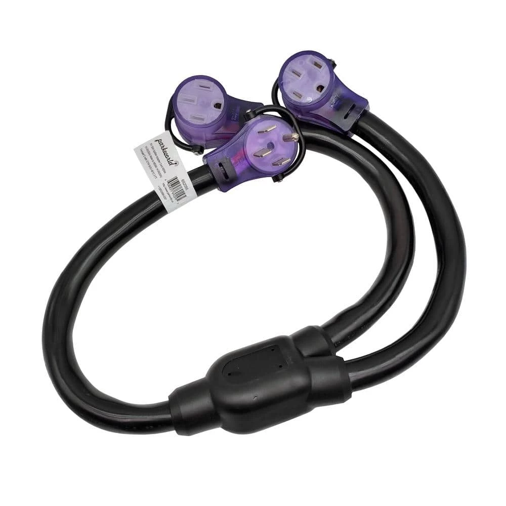 3 ft. STW 6/3+8/1 4-Wire RV 50 Amp Y Adapter Cord NEMA 14-50P Plug to two 14-50R Female Receptacle by parkworld 3 3 ft. STW 6/3+8/1 4-Wire RV 50 Amp Y Adapter Cord NEMA 14-50P Plug to two 14-50R Female Receptacle by parkworld