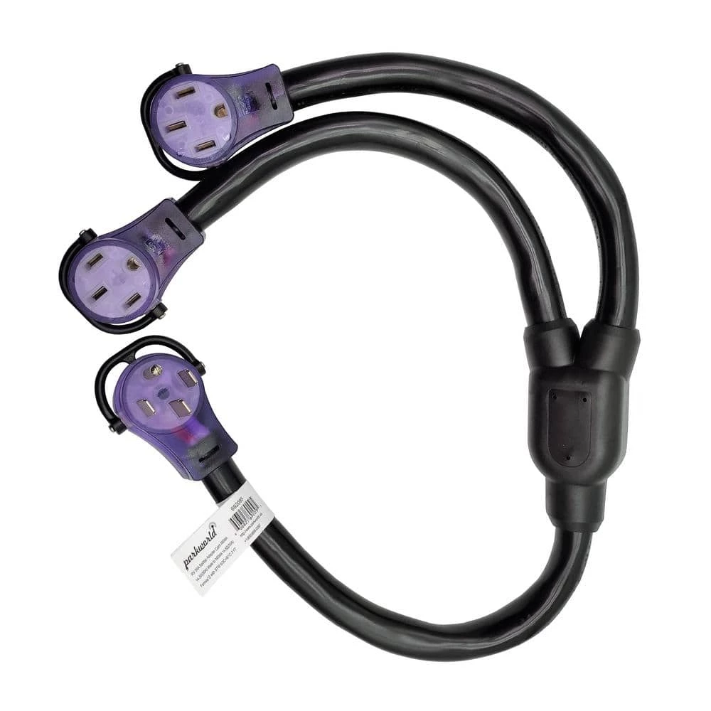 3 ft. STW 6/3+8/1 4-Wire RV 50 Amp Y Adapter Cord NEMA 14-50P Plug to two 14-50R Female Receptacle by parkworld 4 3 ft. STW 6/3+8/1 4-Wire RV 50 Amp Y Adapter Cord NEMA 14-50P Plug to two 14-50R Female Receptacle by parkworld - Image 2