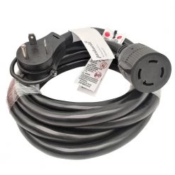 10 ft. 10/3 3-Wire RV 30 Amp 125-Volt NEMA TT-30P Plug to Generator L14-30R Transfer Switch Adapter Cord(2-Hots Bridged) by parkworld