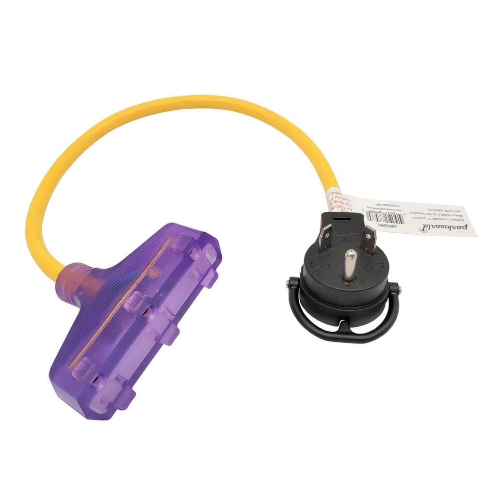2 ft. 12/3 RV 30 Amp 125-Volt TT-30P Plug to 3x 5-15R Tri-Outlets Adapter Cord NEMA TT-30P to (3)5-15R (Plug In Black) by parkworld 4 2 ft. 12/3 RV 30 Amp 125-Volt TT-30P Plug to 3x 5-15R Tri-Outlets Adapter Cord NEMA TT-30P to (3)5-15R (Plug In Black) by parkworld - Image 2