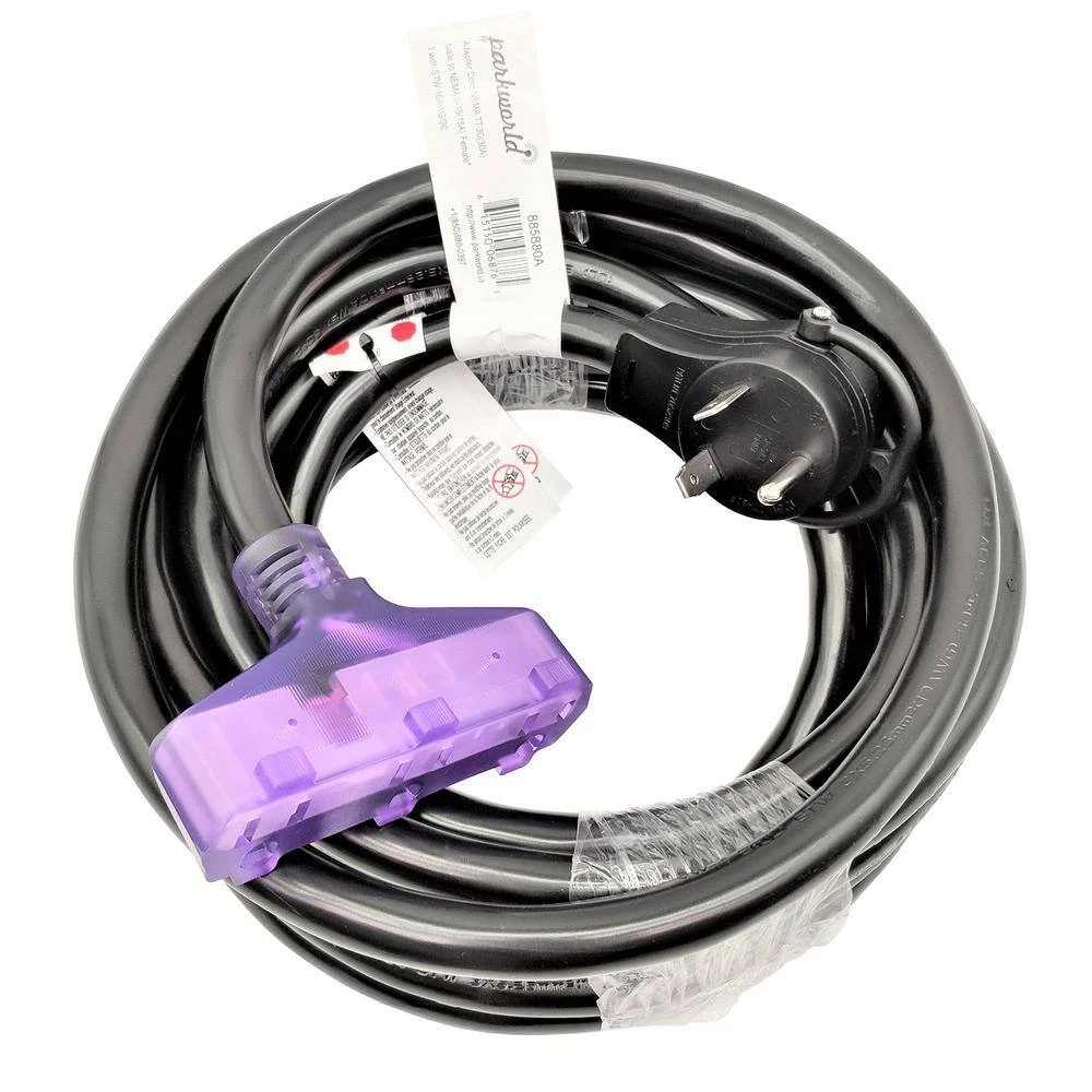 25 ft. 10/3 RV 30 Amp 125-Volt 3-Prong TT-30P Plug to 3x 5-15R Tri-Outlets Adapter Cord (NEMA TT-30P to (3)5-15R) by parkworld 4 25 ft. 10/3 RV 30 Amp 125-Volt 3-Prong TT-30P Plug to 3x 5-15R Tri-Outlets Adapter Cord (NEMA TT-30P to (3)5-15R) by parkworld - Image 2
