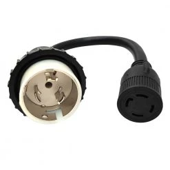 1.5 ft. 10/4 4-Wire RV/Marine 50 Amp 125/250-Volt 4-Prong SS2-50P Plug to 30 Amp Twist Lock L14-30R Adapter Cord by parkworld