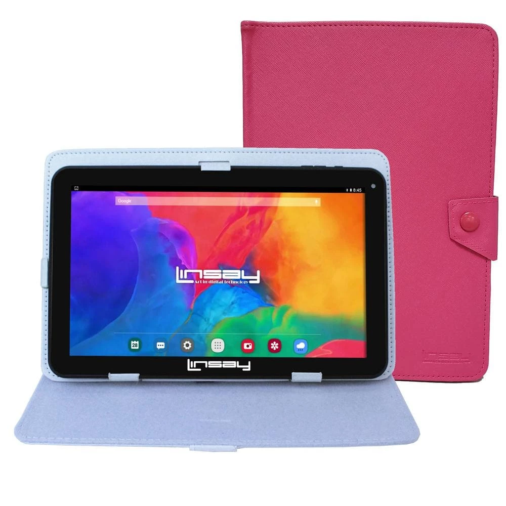 10.1 in. 1280 x 800 IPS 2GB RAM 32GB Storage Android 12 Tablet with Pink Leather Case by LINSAY 3 10.1 in. 1280 x 800 IPS 2GB RAM 32GB Storage Android 12 Tablet with Pink Leather Case by LINSAY
