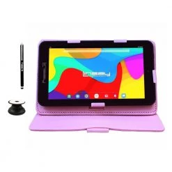 7 in. 2GB RAM 32GB Storage Android 12 Tablet with Pink Leather Case, Holder and Pen by LINSAY