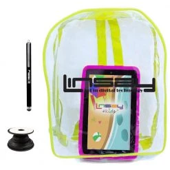 7 in. 2GB RAM 32GB Storage Android 12 Tablet with Pink Kids Defender Case, Backpack, Holder and Pen by LINSAY