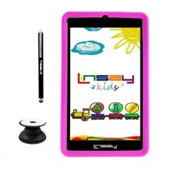 7 in. 2GB RAM 32GB Storage Android 12 Tablet with Pink Kids Defender Case, Holder and Pen by LINSAY