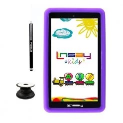 7 in. 2GB RAM 32GB Storage Android 12 Tablet with Purple Kids Defender Case, Holder and Pen by LINSAY
