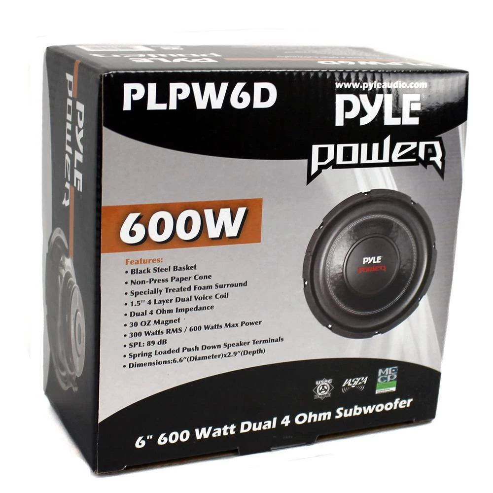 6 in. 600-Watt Max Dual Voice Coil 4-Ohm Car Stereo Audio Power Subwoofer by Pyle 7 6 in. 600-Watt Max Dual Voice Coil 4-Ohm Car Stereo Audio Power Subwoofer by Pyle - Image 5