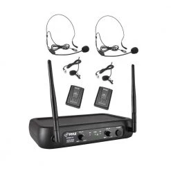 Pro Bodypacks, Lavaliers, Headsets VHF Wireless Microphone System (2-Pack) by Pyle