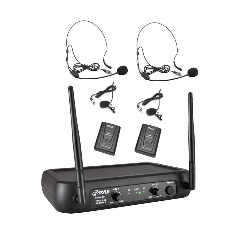 Pro Bodypacks, Lavaliers, Headsets VHF Wireless Microphone System (2-Pack) by Pyle 3 Pro Bodypacks, Lavaliers, Headsets VHF Wireless Microphone System (2-Pack) by Pyle