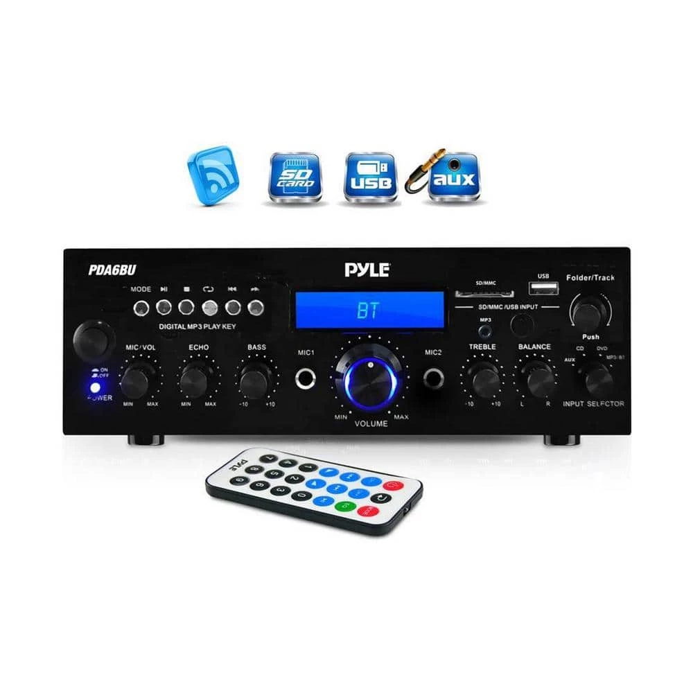 200-Watt Bluetooth LCD Home Stereo Amplifier Receiver with Remote and FM Antenna by Pyle 3 200-Watt Bluetooth LCD Home Stereo Amplifier Receiver with Remote and FM Antenna by Pyle