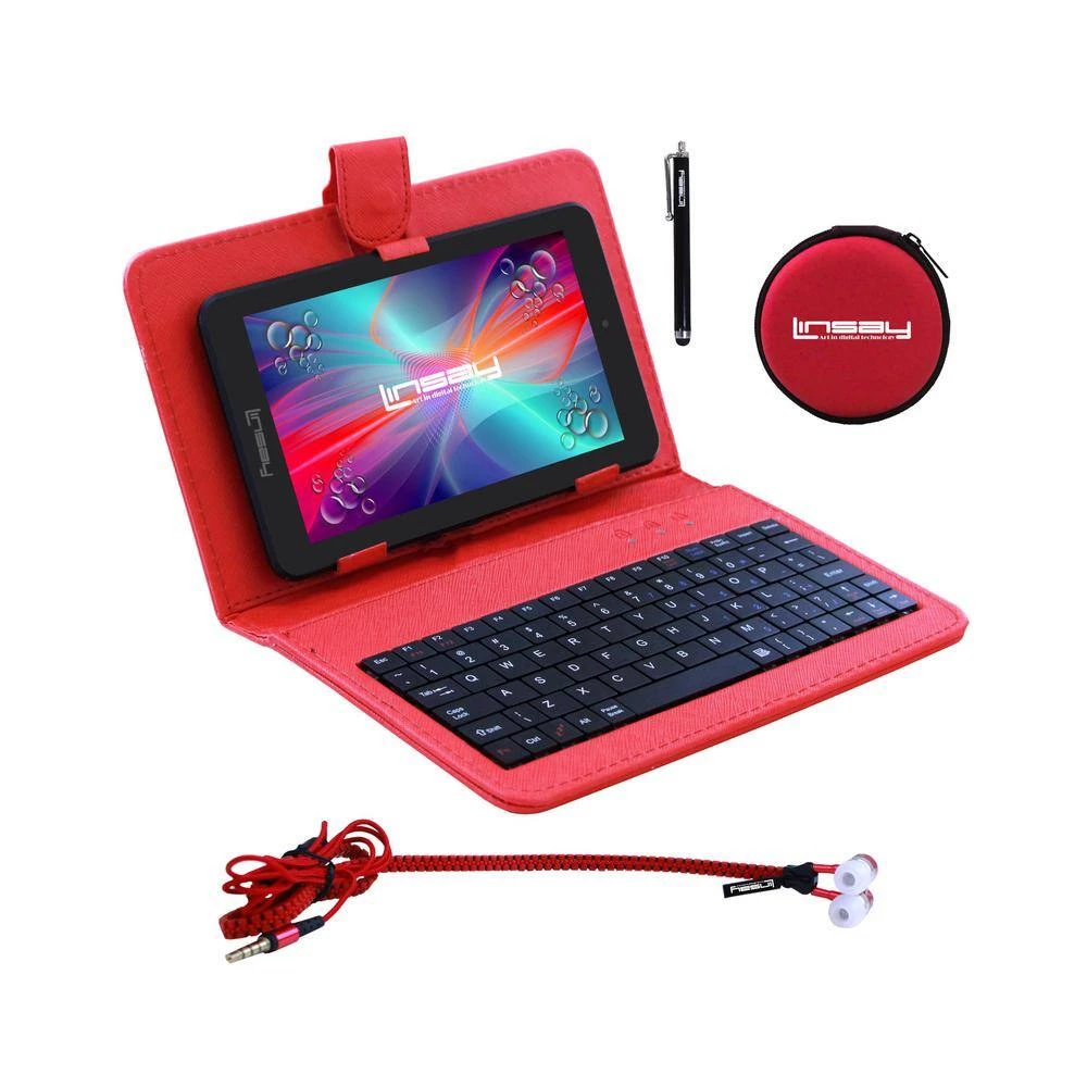 7 in. 2GB RAM 32GB Android 12 Quad Core Tablet with Red Keyboard Earphones and Stylus Pen by LINSAY 4 7 in. 2GB RAM 32GB Android 12 Quad Core Tablet with Red Keyboard Earphones and Stylus Pen by LINSAY - Image 2