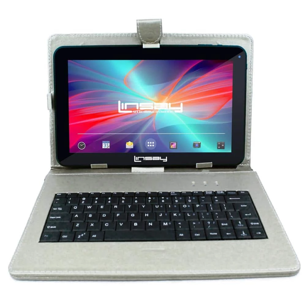 10.1 in. 2GB RAM 32GB Android 12 Quad Core Tablet with Silver Keyboard by LINSAY 3 10.1 in. 2GB RAM 32GB Android 12 Quad Core Tablet with Silver Keyboard by LINSAY