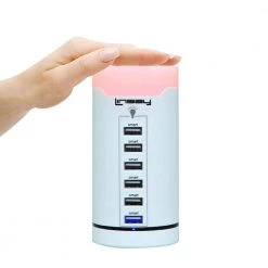 Smart 6 USB Charger 15 Amp Charging Station LED Touch Multi Color Lamp Desktop by LINSAY